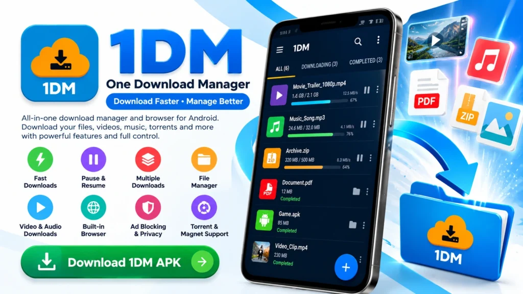 1DM APK Download 2026 Fast & Download